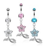 Bauchnabelpiercing mit Blume - 3 Farben