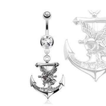 Bauchnabelpiercing Anker mit Adler