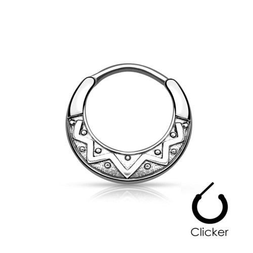 🦚 Septum Clicker Ring Tribal Schild