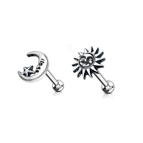 1,2mm Ohrpiercing Mond & Sonne für Tragus