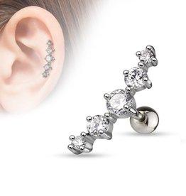 Helix Ohrpiercing mit 5 Kristallen – Chirurgenstahl 316L | 1,2 x 6 mm