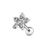Labret Stecker Blume mit Kristall-Zirkonia – Innengewinde