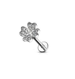 Ohrpiercing Kleeblatt – Innengewinde | Chirurgenstahl 316L | 1,2 x 6 mm | Silber