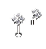Labret Stecker Blume mit Kristall – Innengewinde