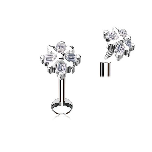 Labret Stecker Blume mit Kristall – Innengewinde