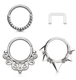 3er Set Septum Piercingring