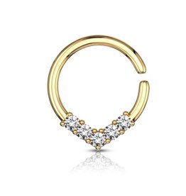 1,2 x 8 mm Piercingring mit 5 Steinchen