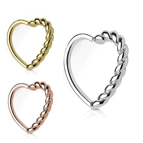 Stylischer Daith Piercing Ring mit Herzmotiv