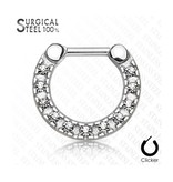 Septum Clicker Edelstahl mit kristall Steinchen