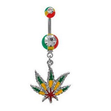 Bauchnabelpiercing Hanfblatt