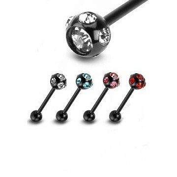 Schwarzes Zungenpiercing Stein