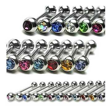 1,6 mm Zungenpiercing mit Glitzerstein