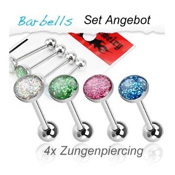 Epoxy Zungenpiercingset - 4 Stück