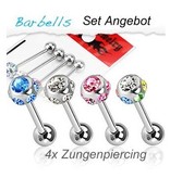 Zungenpiercing Set - 4 Stk
