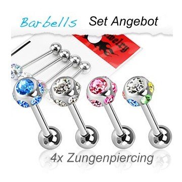 Zungenpiercing Set - 4 Stk