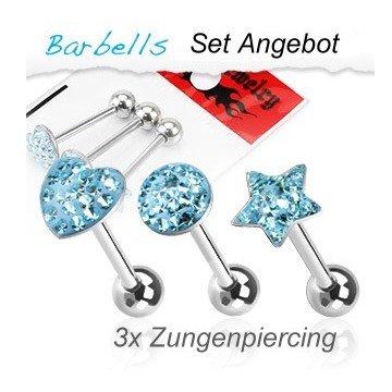 Epoxy Piercingset - 3 Stück Zungenpiercing