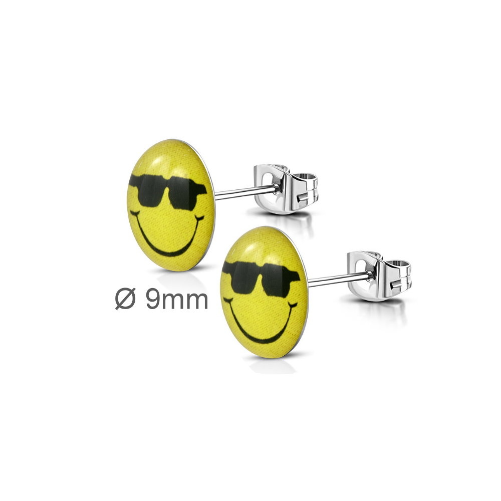 Edelstahl Ohrstecker Smiley