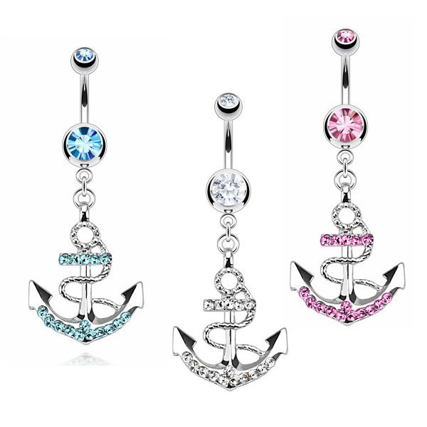Anker Bauchnabelpiercing - 3 Farben wählbar