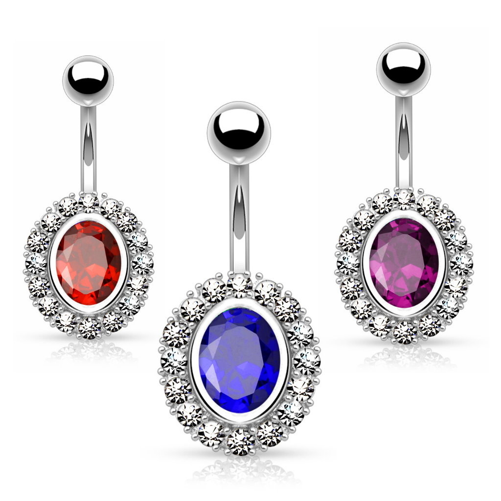 Bauchnabelpiercing mit ovalen Stein
