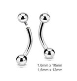 1,6 mm Piercingbanane mit 2 Kugeln