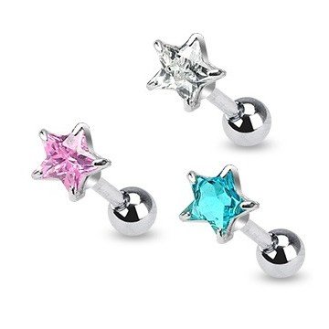 🦚 Tragus Stecker Stern – 3 Farben