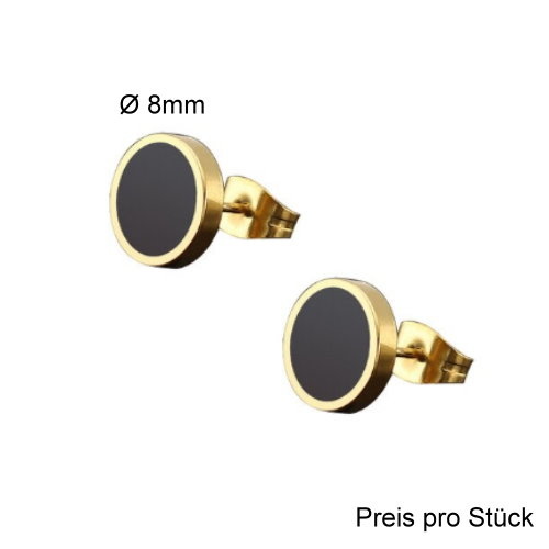 Edelstahl Ohrstecker Gold-Schwarz