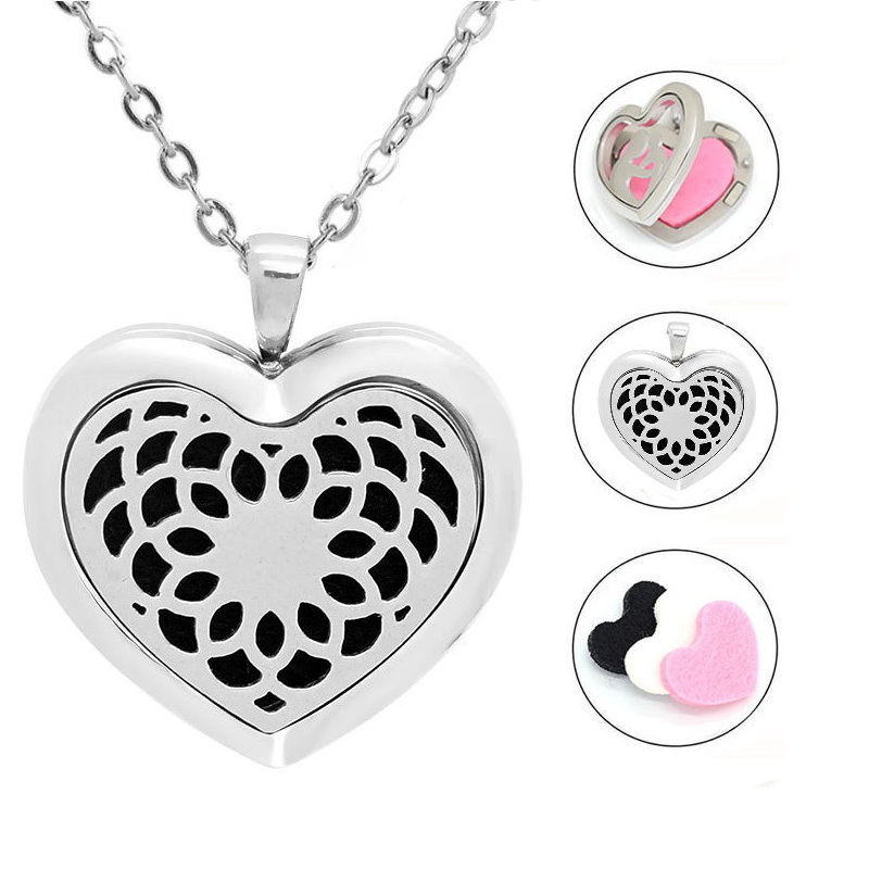 Herz Edelstahlkette mit Duftpads