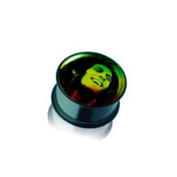 Acryl Plug Bob Marley in Schwarz