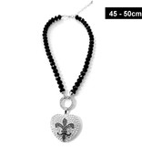 50 cm Schwarze Damen Kette Lilie