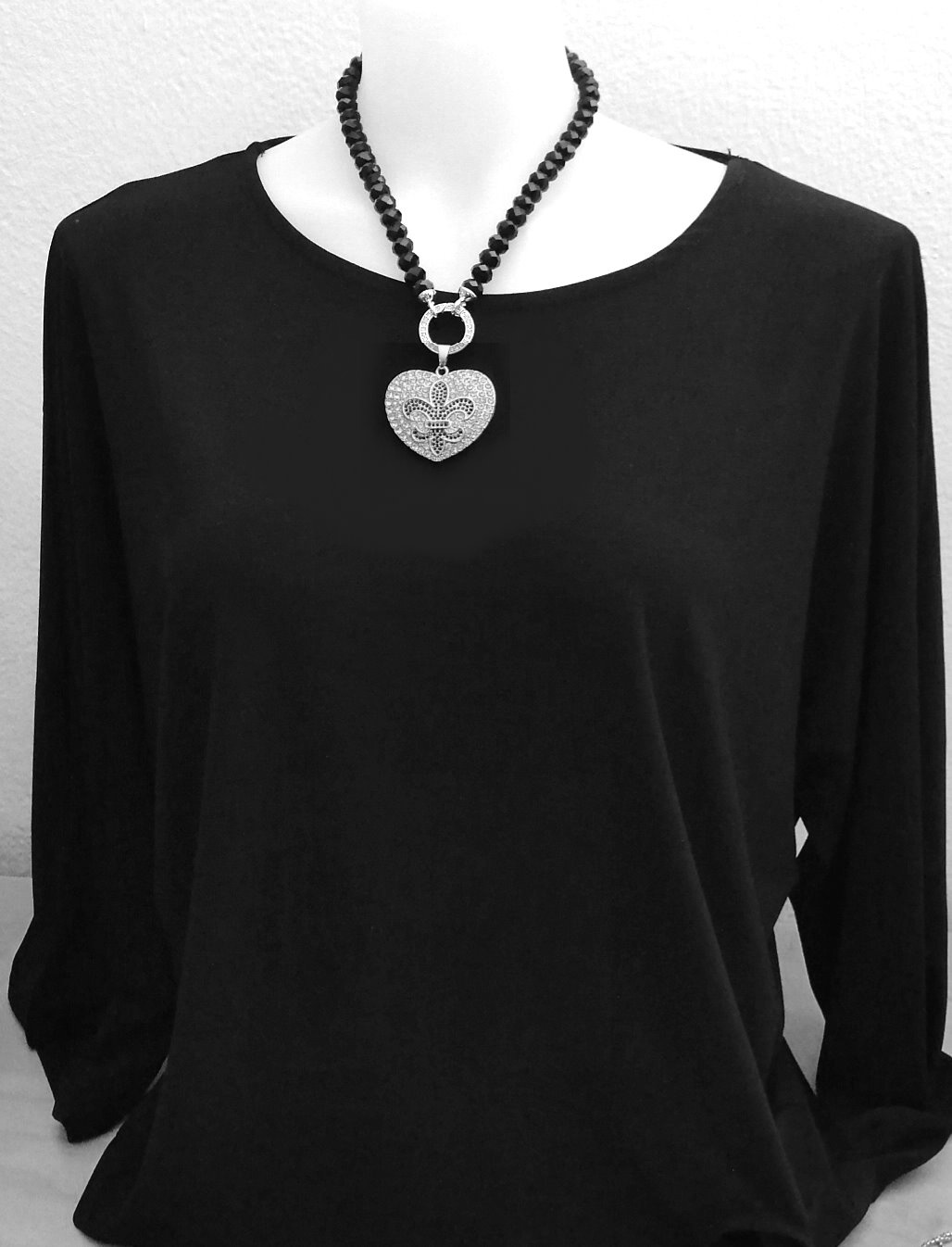 50 cm Schwarze Damen Kette Lilie