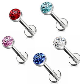 Labret Stecker mit 4 mm Epoxy-Kugel – Chirurgenstahl 316L | 1,2 mm | 6 mm, 8 mm oder 10 mm | 5 Farben