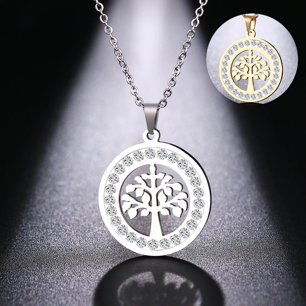 Damenkette Lebensbaum aus Edelstahl