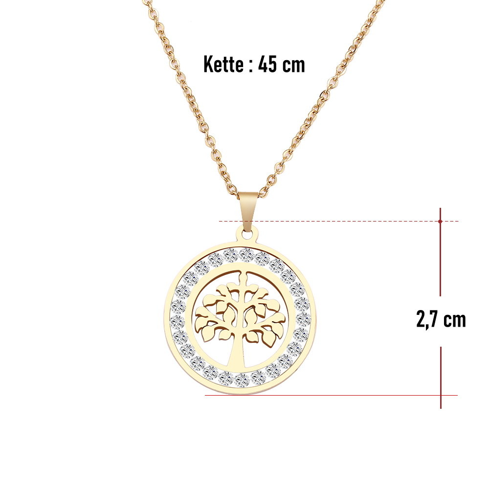 Damenkette Lebensbaum aus Edelstahl