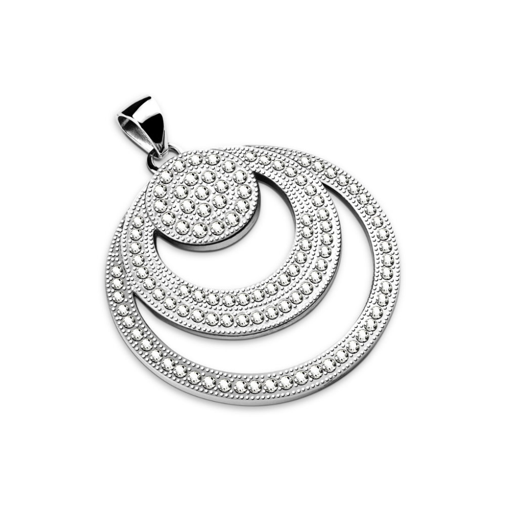 Runder  Edelstahlanhänger mit Kristall