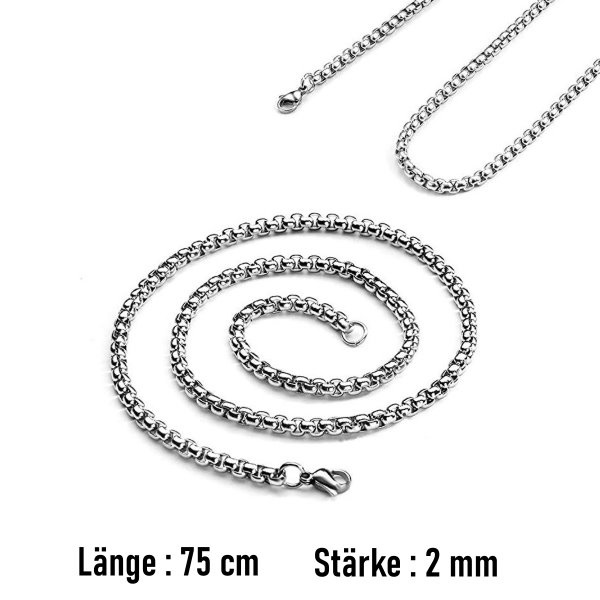 2mm Edelstahl Halskette  45 bis 75 cm lang