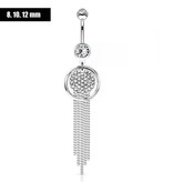 Elegantes Bauchnabelpiercing mit 55 mm langem Kristall-Zirkonia-Anhänger