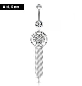 Elegantes Bauchnabelpiercing mit 55 mm langem Kristall-Zirkonia-Anhänger – Chirurgenstahl 316L | 8, 10 oder 12 mm