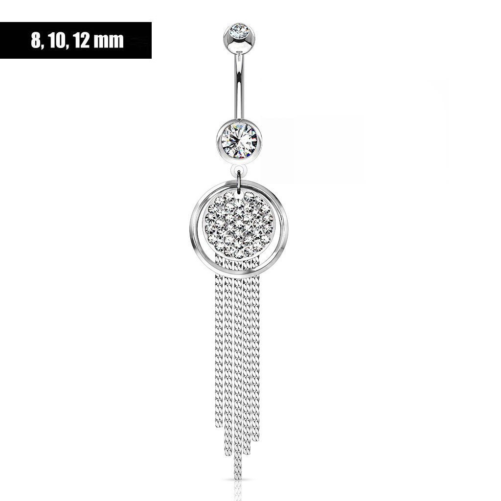 Elegantes Bauchnabelpiercing mit 55 mm langem Kristall-Zirkonia-Anhänger