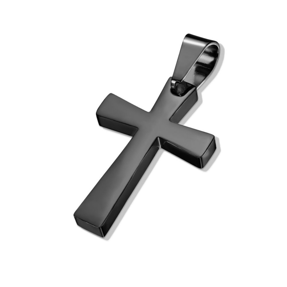 Schwarzer Kreuz Kettenanhänger Edelstahl