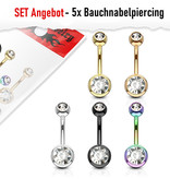 Setangebot 5x Bauchnabelpiercing eloxiert