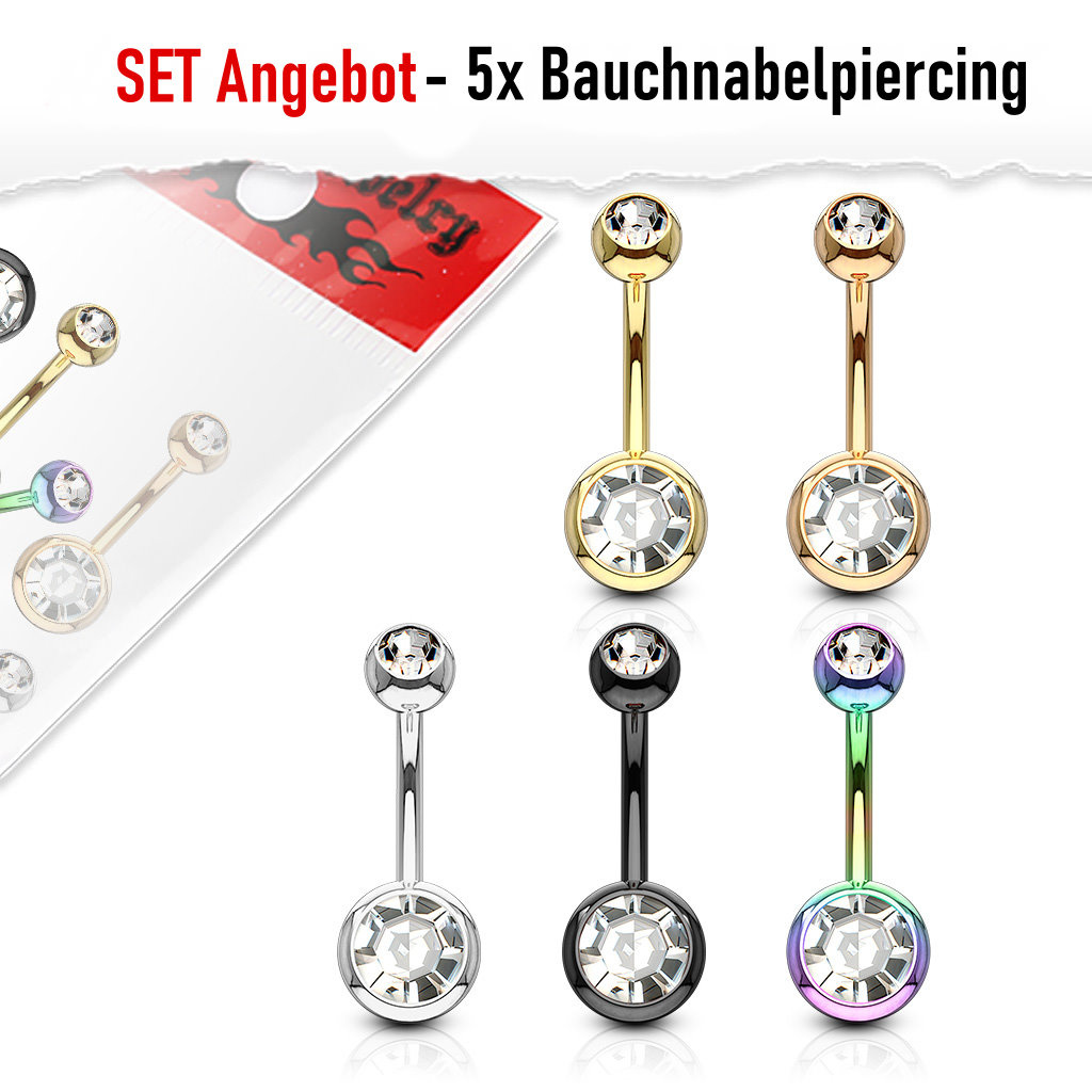 5x Bauchpiercing eloxiert