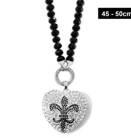 Schwarze Damen Kette Lilie - 50cm