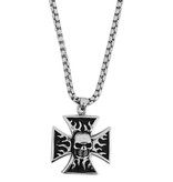 Halskette eisernes Kreuz mit Totenkopf