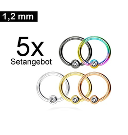 Set Angebot 5x Piercing Ring