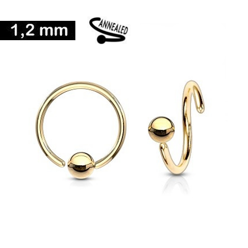 1,2 mm Piercing Ring goldfärbig