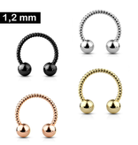 1,2 x 8mm Piercing Ring gedreht - 3 Farben wählbar