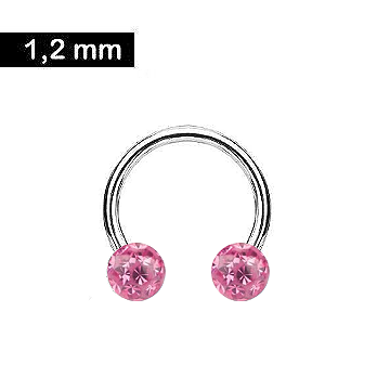 Piercing Ring mit pinken Epoxy Kugeln