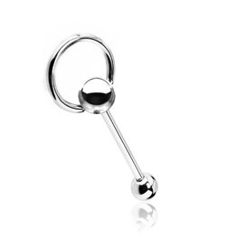 Zungenpiercing mit Ring (Slave) – Chirurgenstahl 316L | 1,6 x 16 mm | 5 mm Kugeln