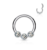 Segmentring Clicker 1,2 × 8 mm mit 3 Kristallen