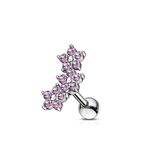 Piercing Barbell mit 3 türkisen Blumen